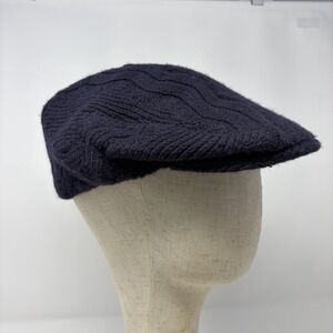 Salvatore Ferragamo Wool Cashmere Cable Knit Flat Cap Navy M Italy